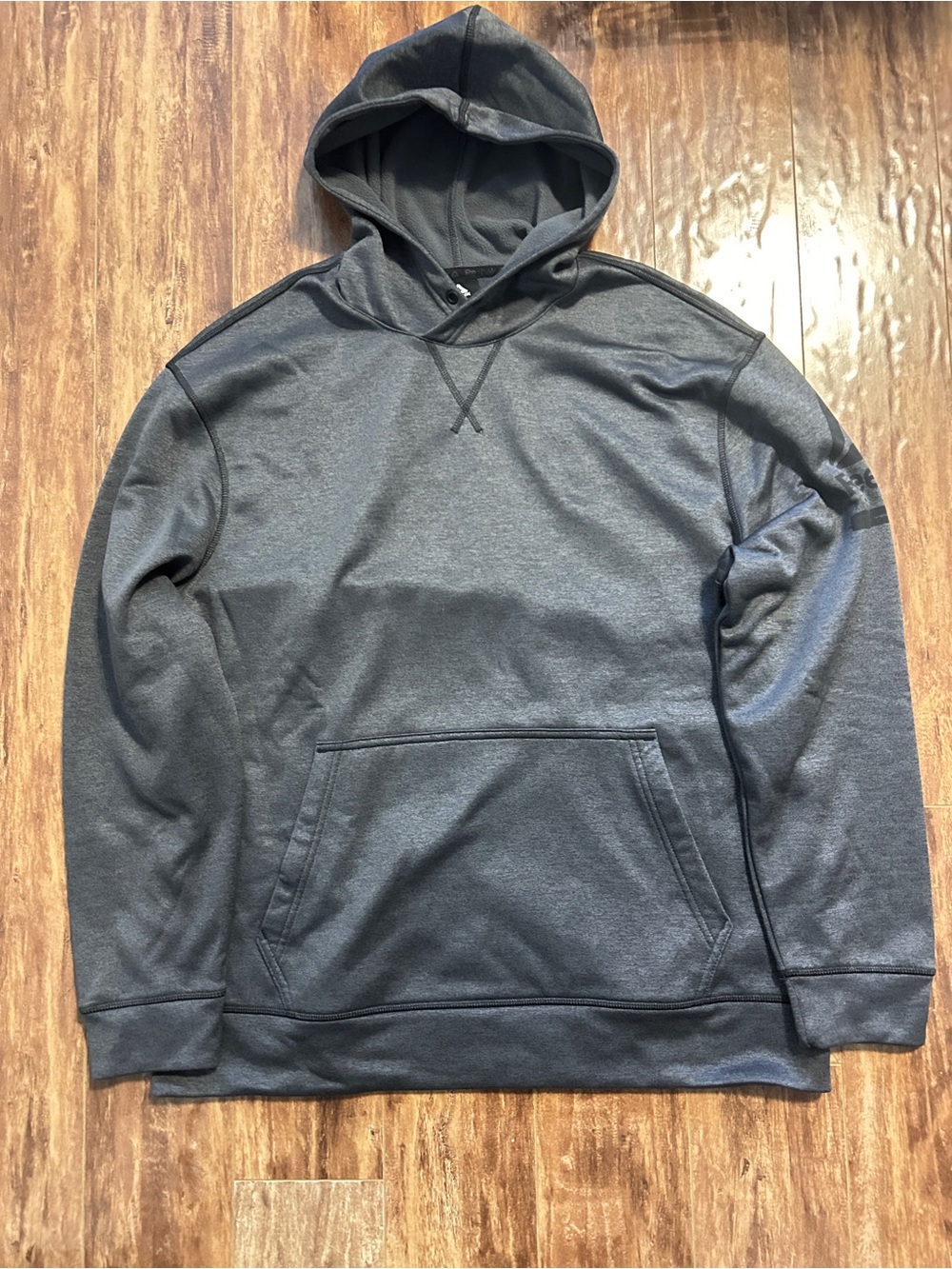 Reebok mens large dark grey gray hoodie hooded pullover thermowarm tech